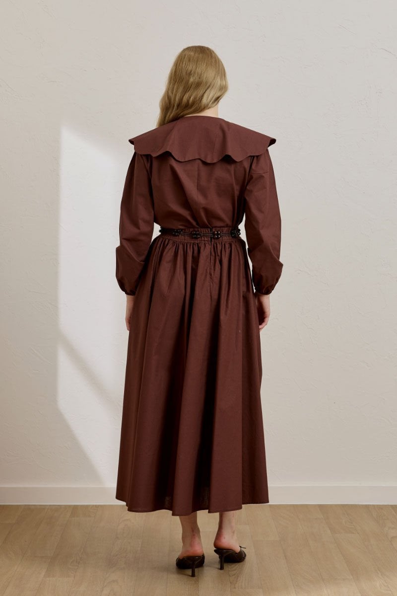 Acı Kahve Papatya Yaka Crop Gömlek & Balon Etek