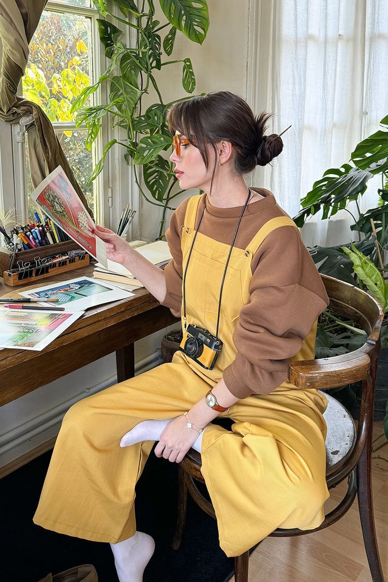 Camel Keten Salopet Tulum