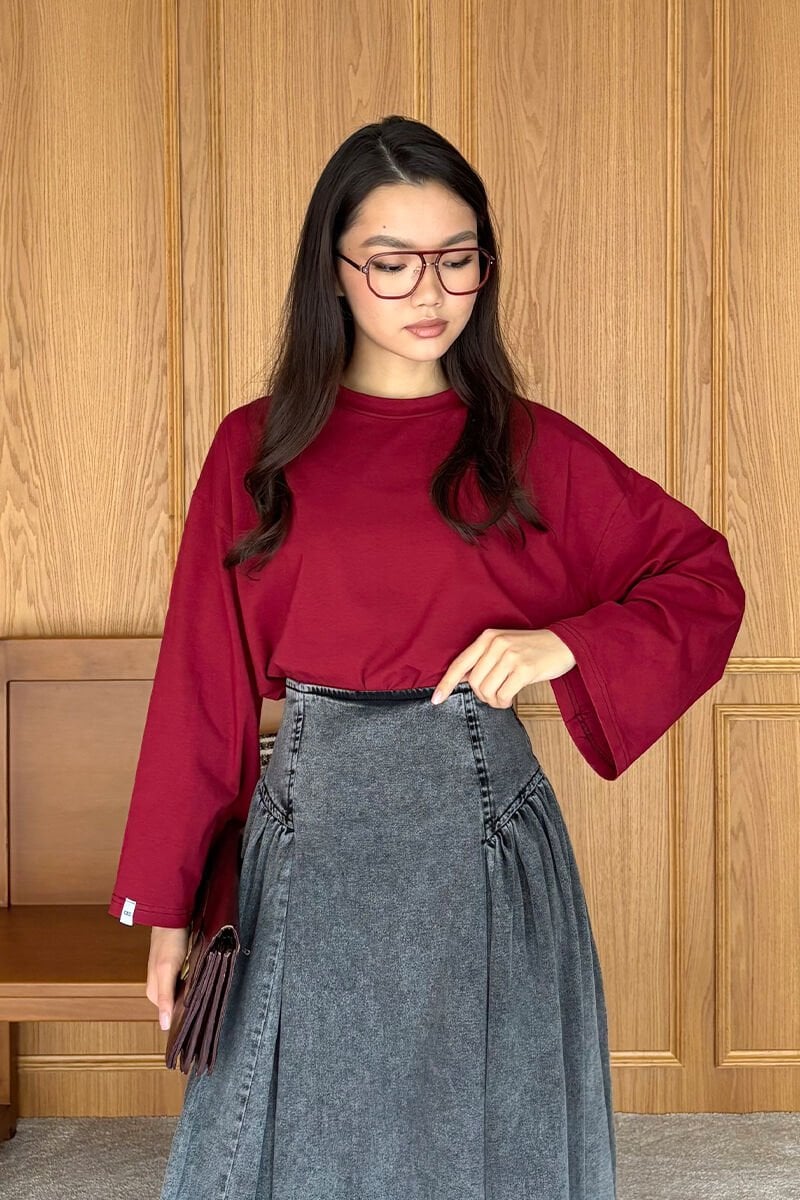 Bordo Body & Antrasit Kot Pile Detay Etek Takım