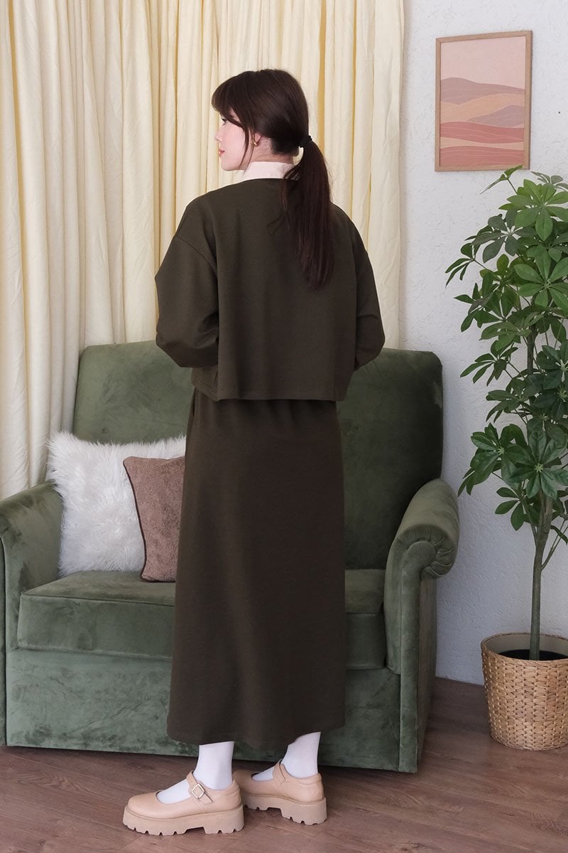 Haki Crop & Etek Takım