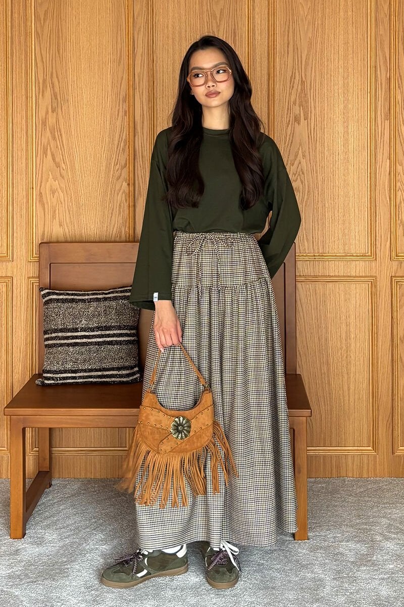 Kaz Ayağı Desen Etek