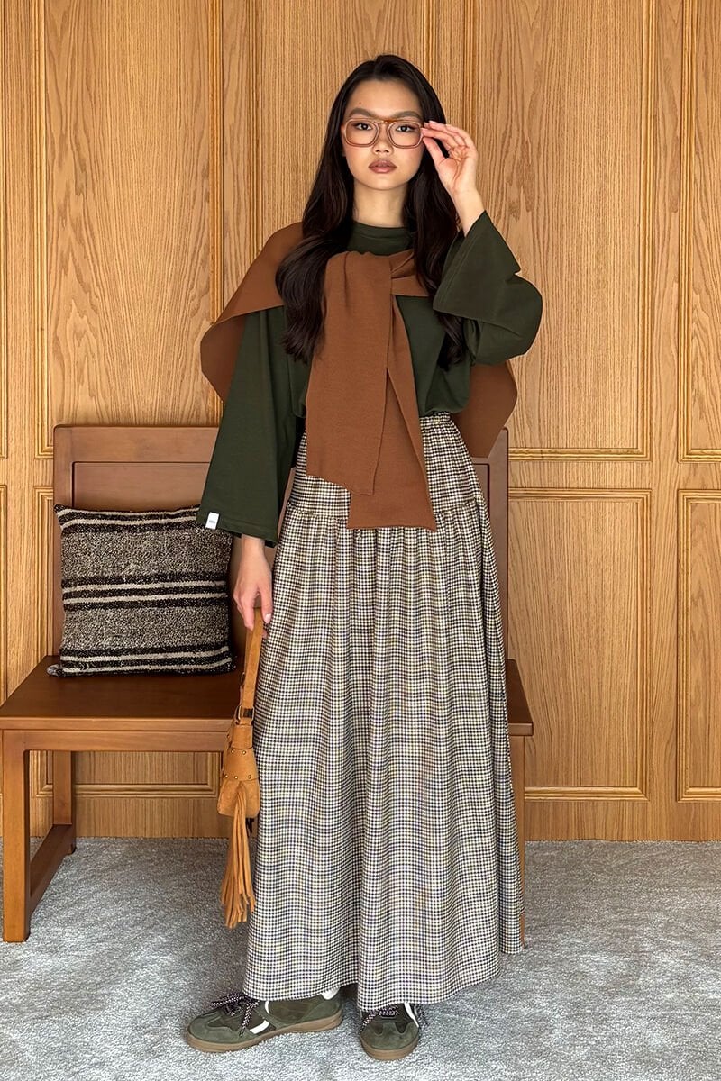 Kaz Ayağı Desen Etek