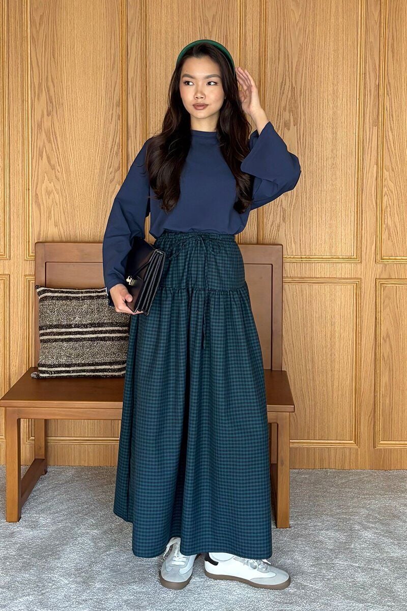 Lacivert Body & Zümrüt Pötikare Desen Etek Takım