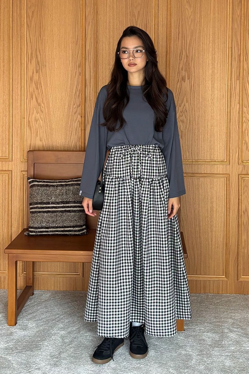 Antrasit Body & Siyah Pötikare Desen Etek Takım