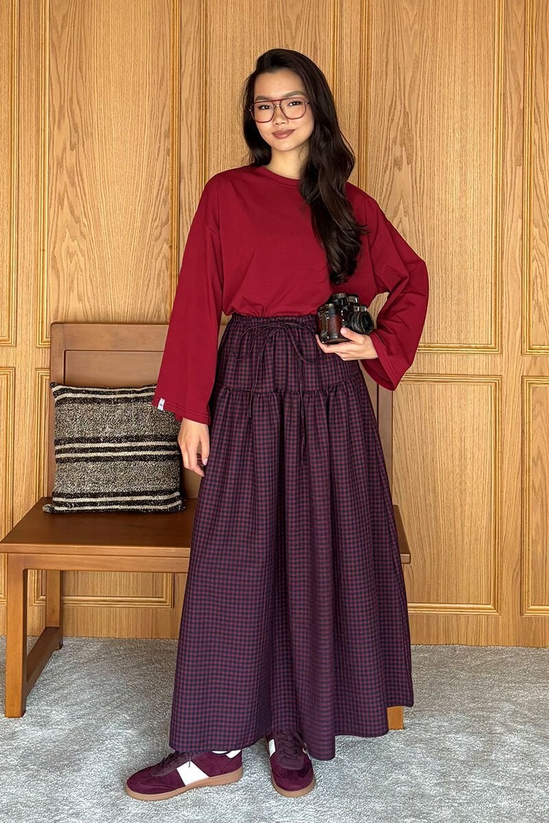 Bordo Body & Mürdüm Pötikare Desen Etek Takım