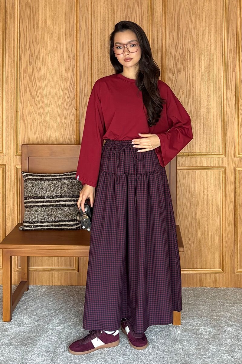 Bordo Body & Mürdüm Pötikare Desen Etek Takım