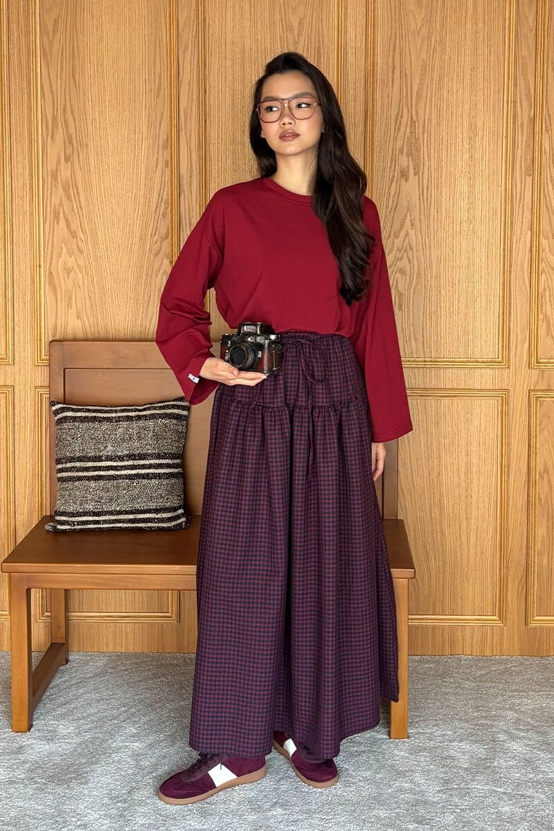 Bordo Body & Mürdüm Pötikare Desen Etek Takım