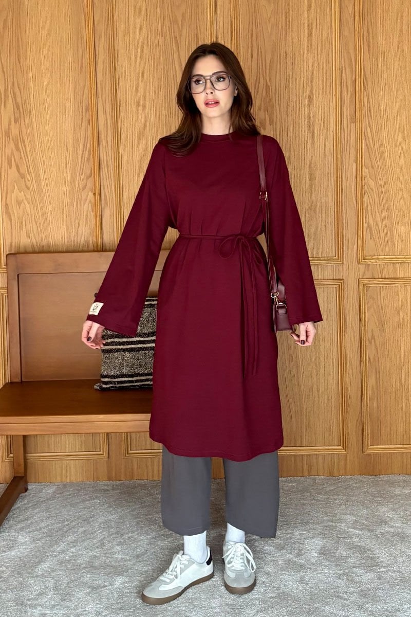Bordo Tesettür Body
