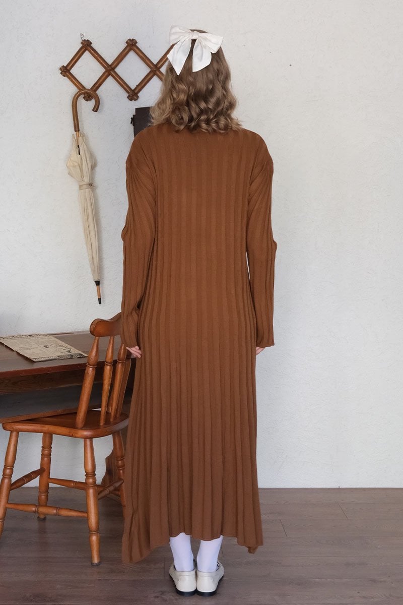 Camel Kloş Triko Elbise