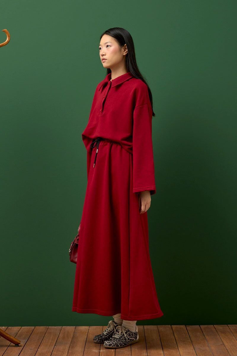 Bordo 3 İplik Polo Yaka Body
