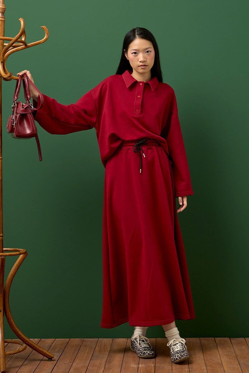 Bordo 3 İplik Polo Yaka Body