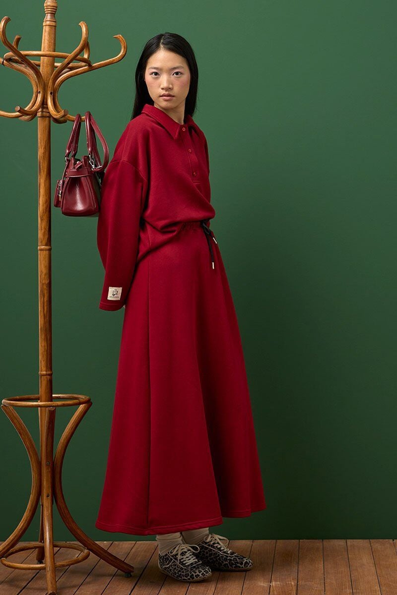 Bordo 3 İplik Polo Yaka Body
