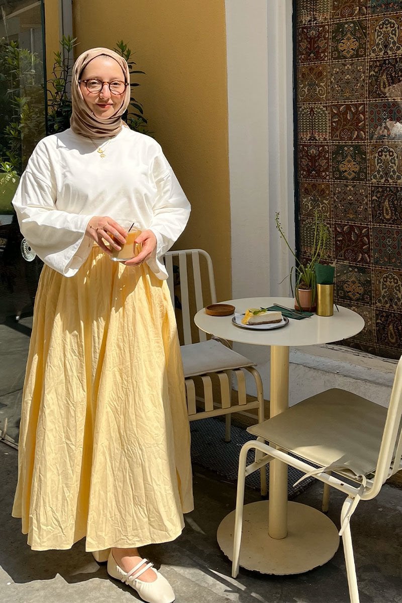 Tereyağ Sarısı Kraşlı Balon Etek
