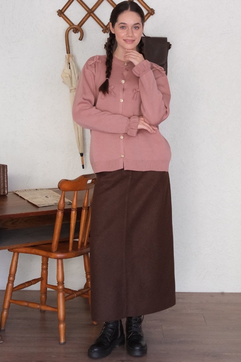 Gül Kurusu Fiyonklu Hırka