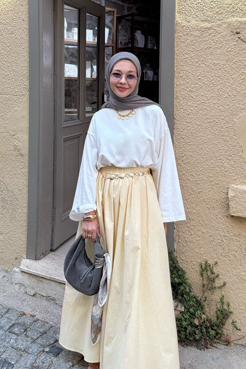 Ekru Body & Tereyağ Sarısı Balon Etek Takım