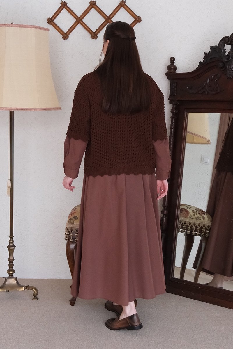 Kahverengi Kısa Kollu Triko Hırka