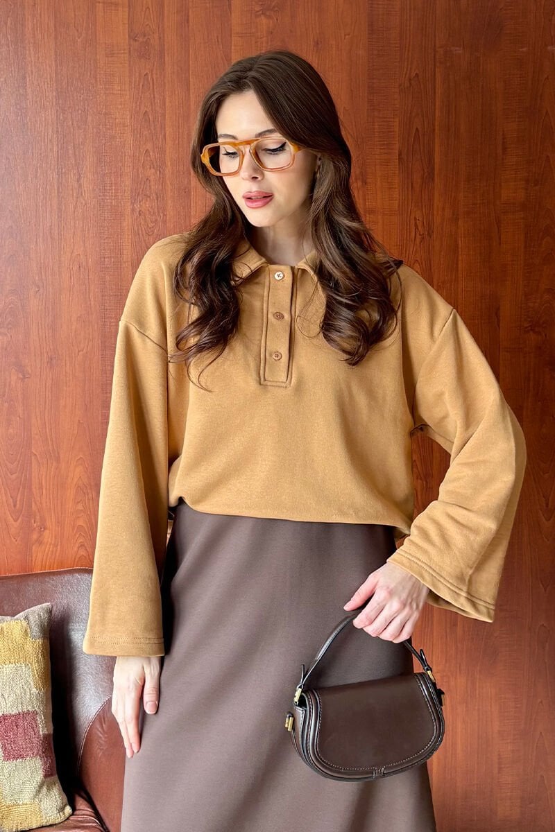 Karamel 3 İplik Polo Yaka Body