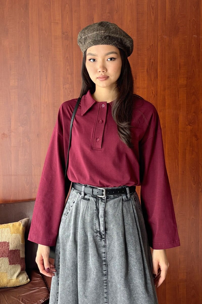 Bordo Süprem Polo Yaka Body