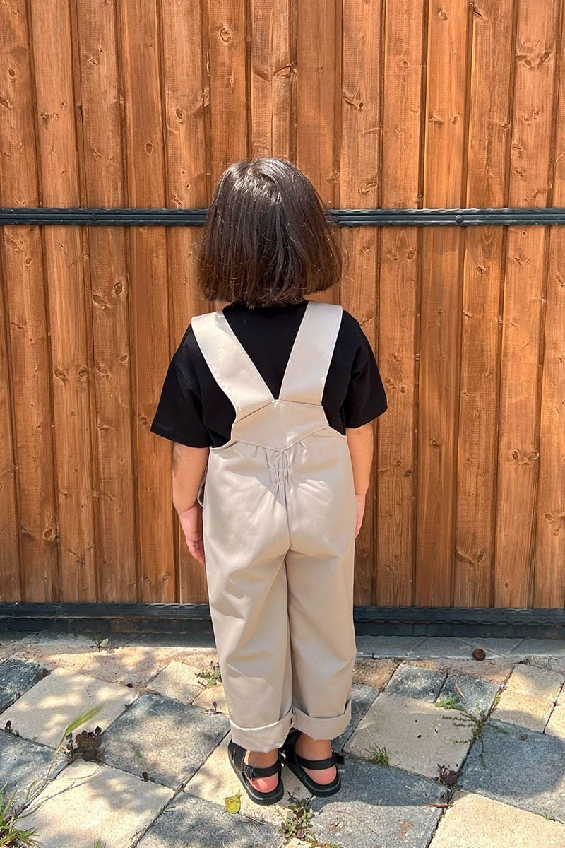 Vizon Duck Keten Salopet Çocuk Tulum & Siyah Çocuk Body