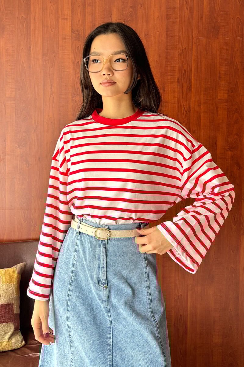 Kırmızı Çizgili Body