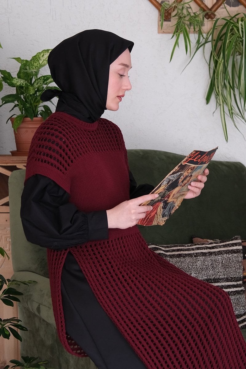 Bordo File Triko Tunik