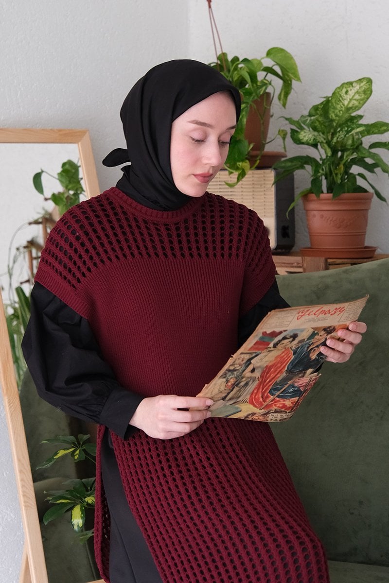 Bordo File Triko Tunik