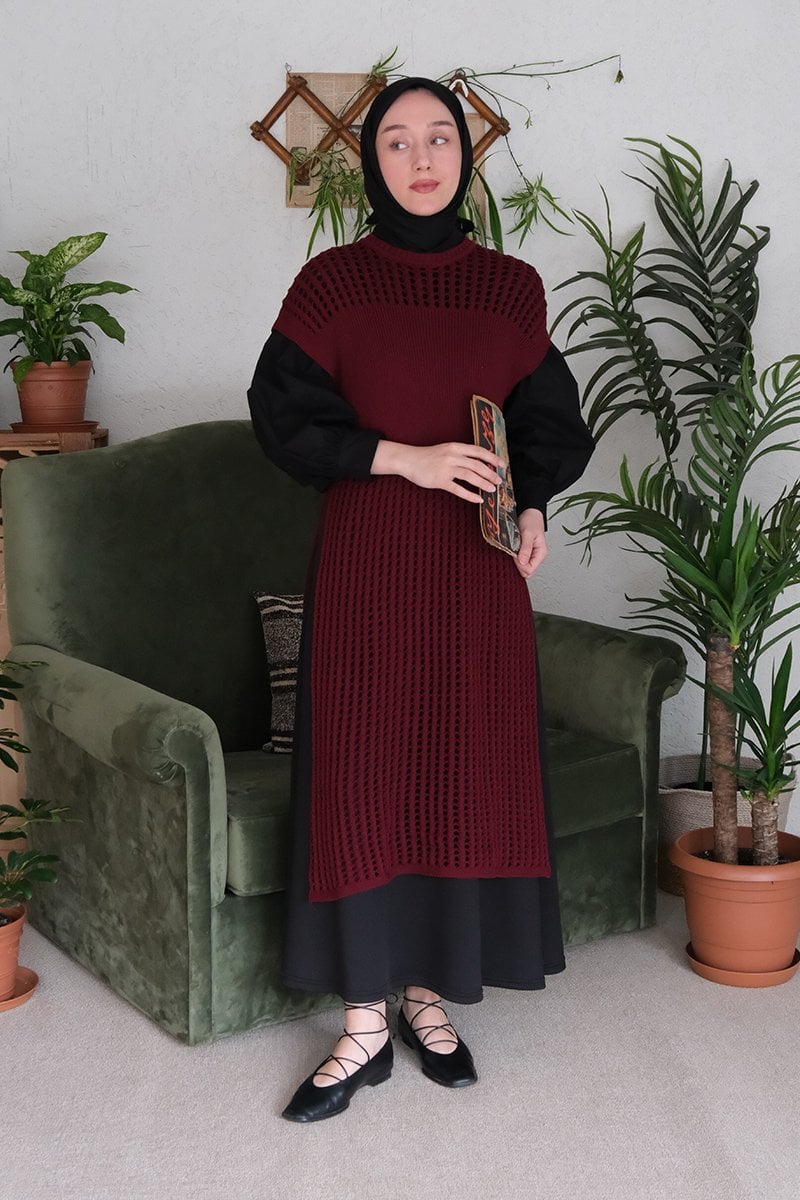Bordo File Triko Tunik