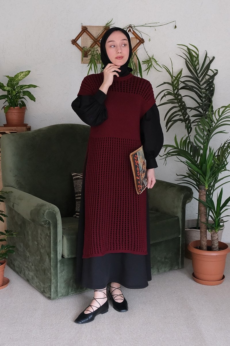 Bordo File Triko Tunik
