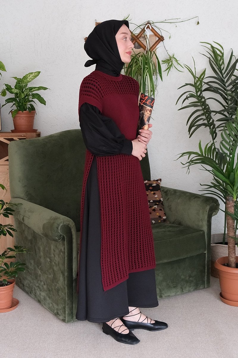 Bordo File Triko Tunik