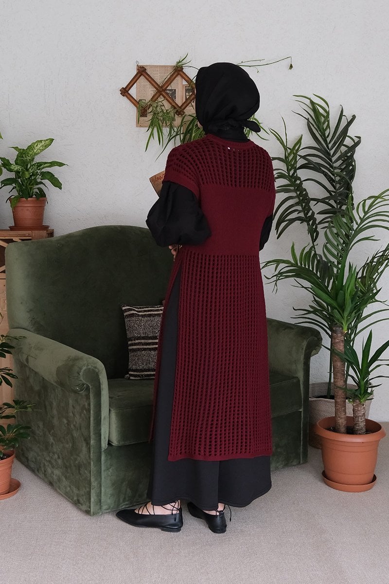 Bordo File Triko Tunik