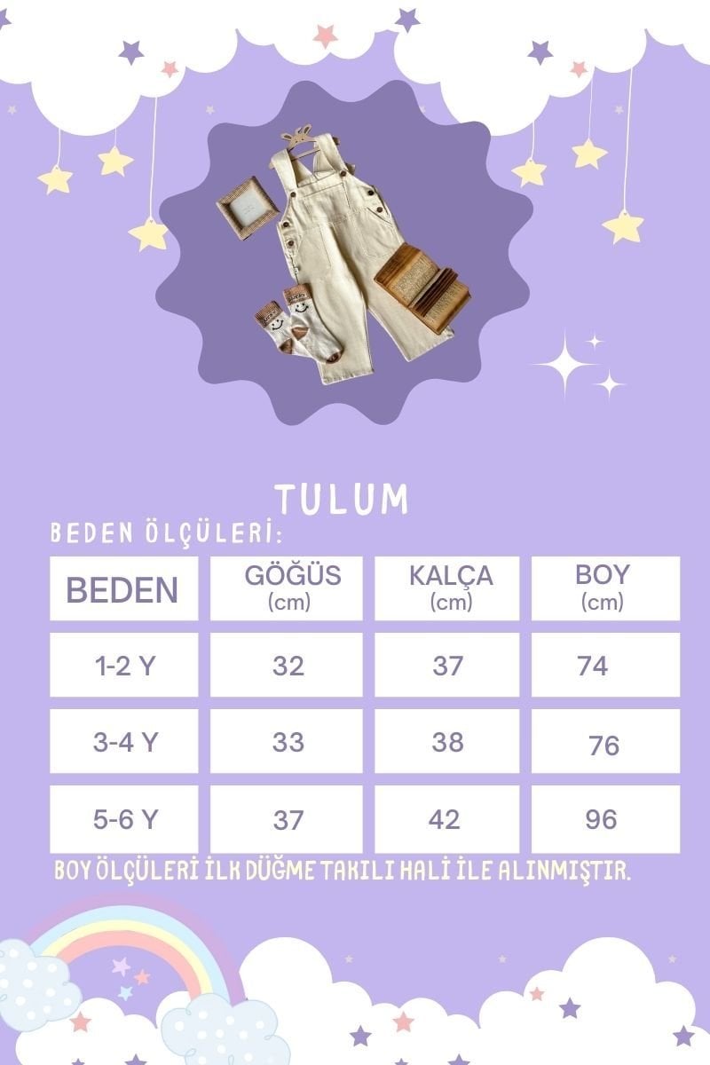 Çocuk Yağ Yeşili Duck Keten Tulum