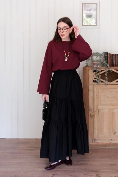 Siyah Çapraz Kat Etek