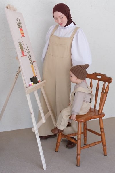 Anne - Çocuk Krem Duck Keten Tulum