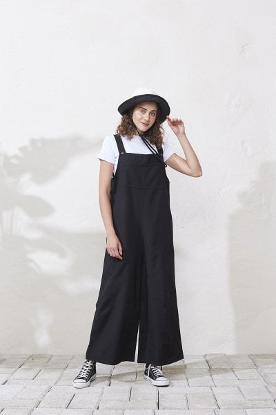 Siyah Keten Salopet Tulum