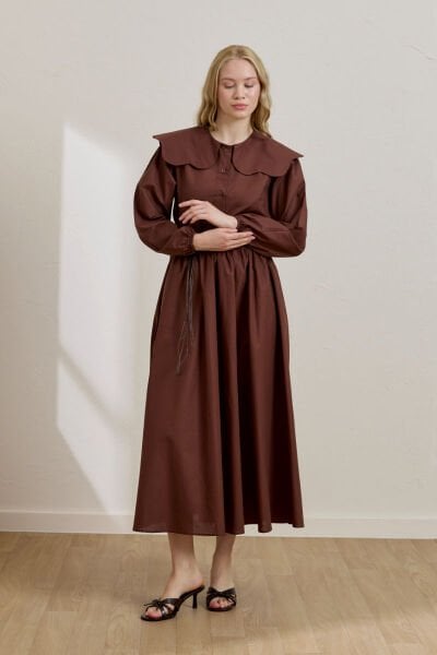 Acı Kahve Papatya Yaka Crop Gömlek & Balon Etek