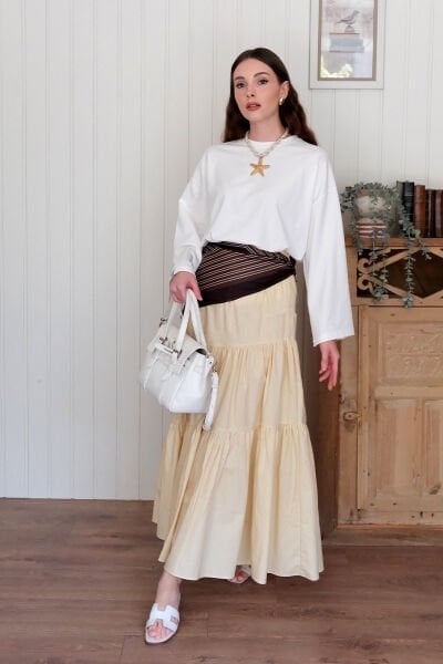 Tereyağ Sarısı Çapraz Kat Etek