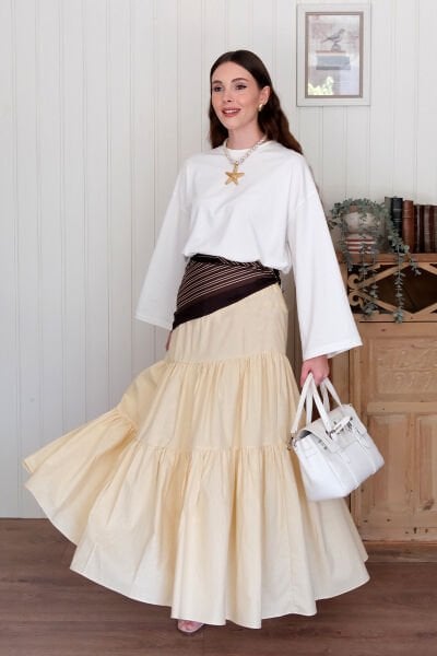 Tereyağ Sarısı Çapraz Kat Etek