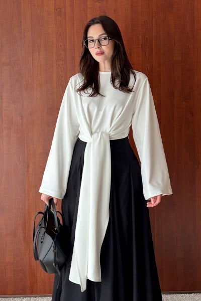 Beyaz Oysho Bağlamalı Bluz