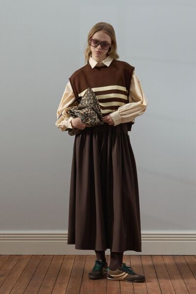 Acı Kahve Fırfır Detay Poliviskon Etek