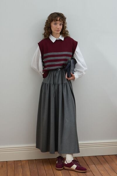 Antrasit Fırfır Detay Poliviskon Etek