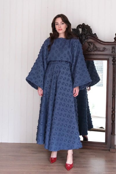 İndigo Püskül Detay Etek Takım