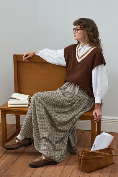 Kaz Ayağı Desen Etek