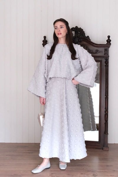 Buz Gri Püskül Detay Etek Takım