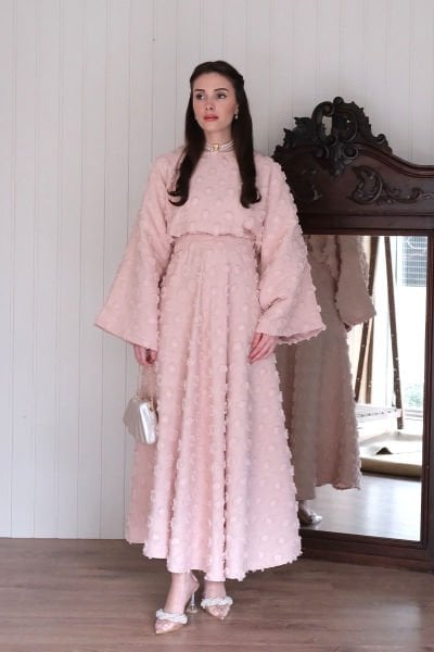 Pudra Püskül Detay Etek Takım