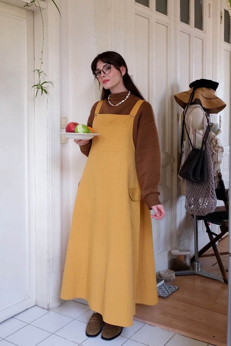 Camel Keten Etekli Salopet