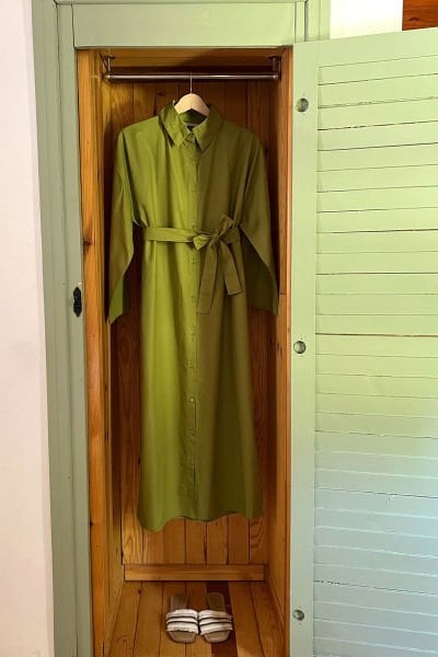 Fıstık Yeşili Gömlek Elbise