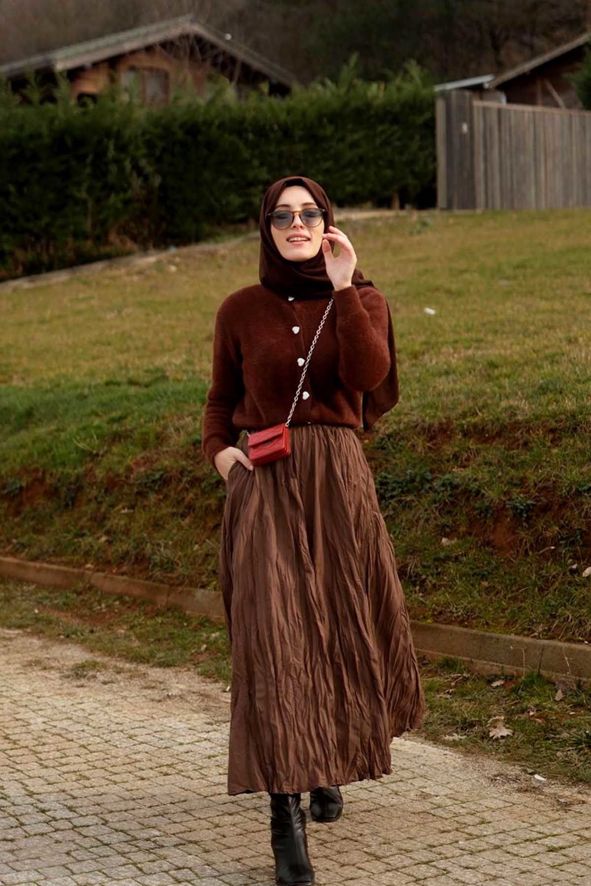 Acı Kahve Kraşlı Balon Etek