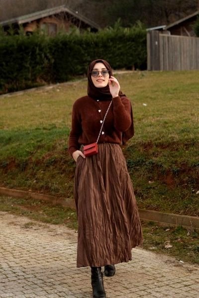 Acı Kahve Kraşlı Balon Etek