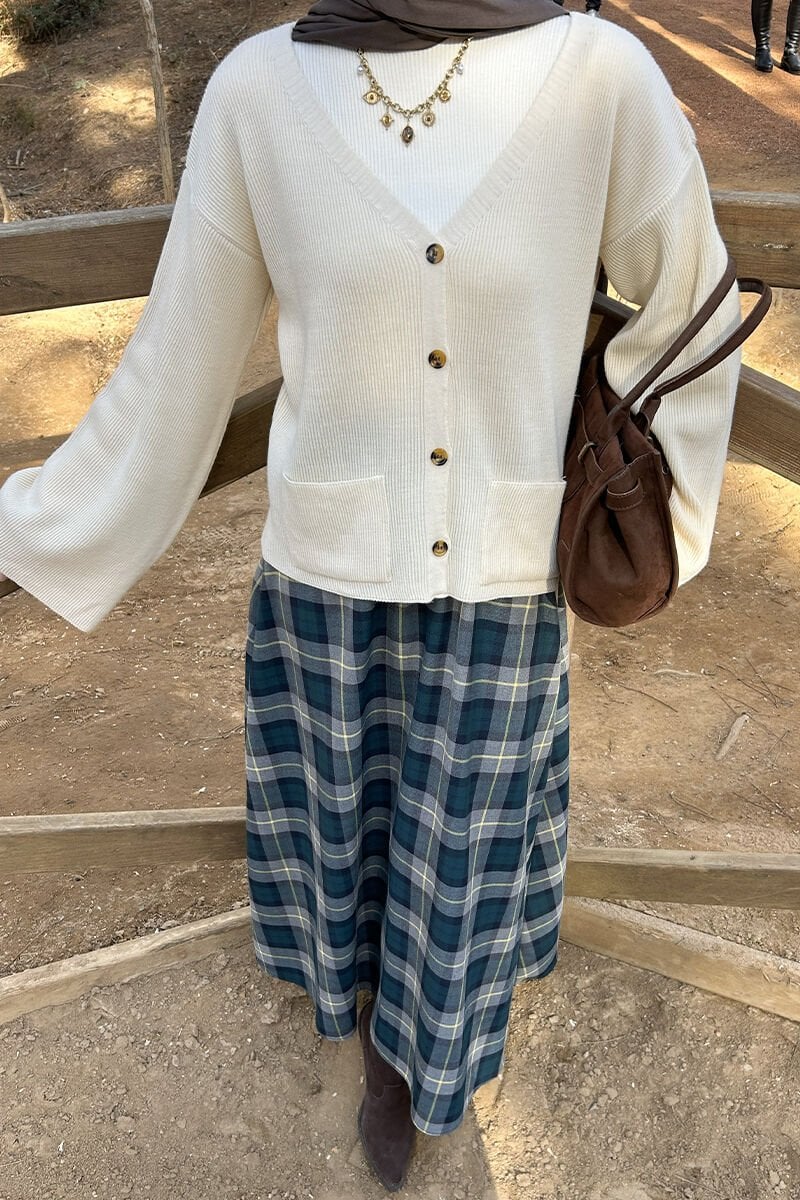 Krem İspanyol Kol Triko Hırka