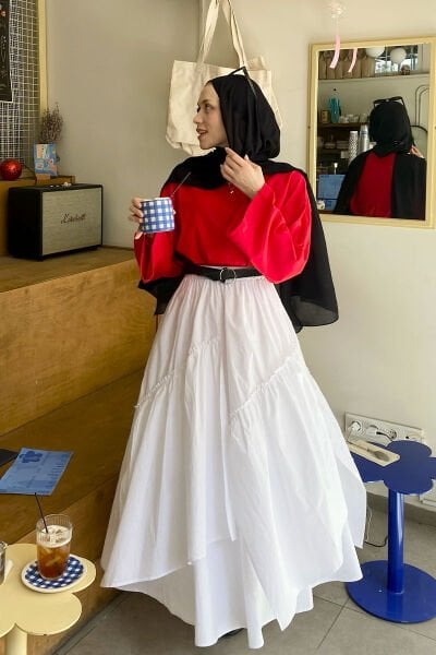 Beyaz Koton Bohem Kat Etek